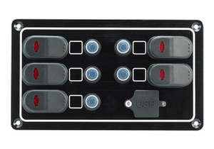 5-Gang Waterproof Switch Panel with USB Port 5-Gang Waterproof Switch Panel with USB Port