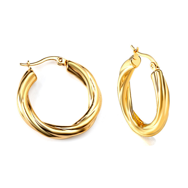 Rippled Gold Hoop Earrings