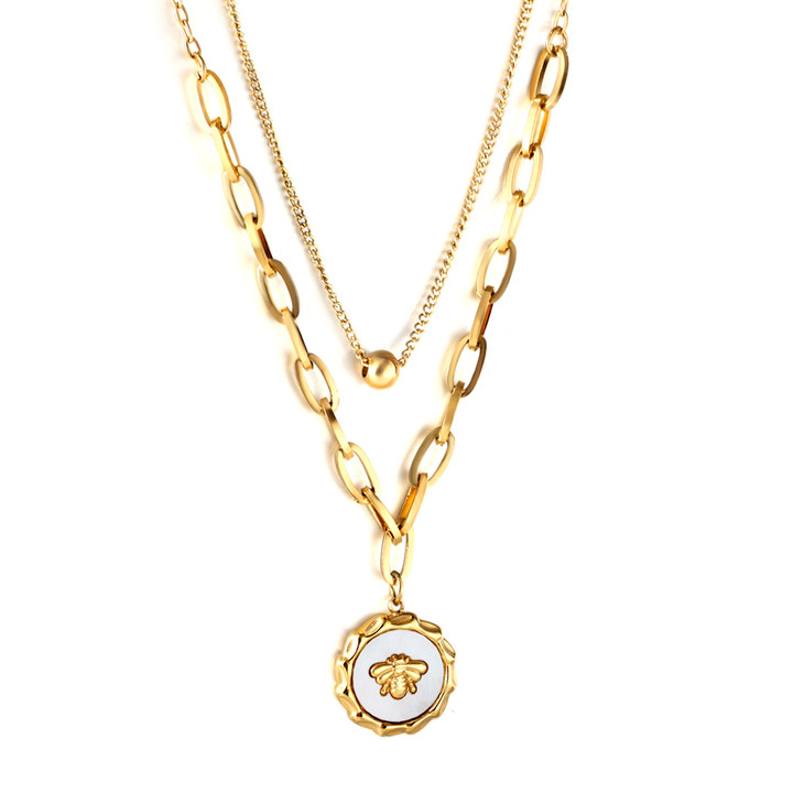 Regina White Shell Layered Gold Necklace