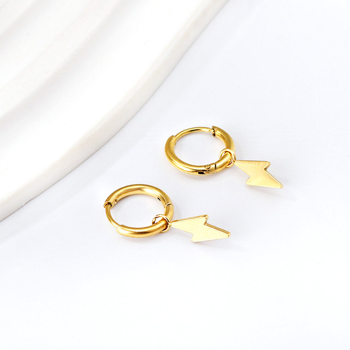 Stormy Lightning Bolt Gold Earrings