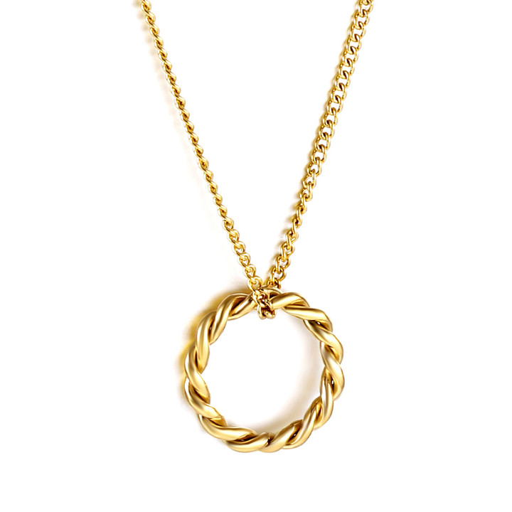 Cruller Circle Gold Necklace