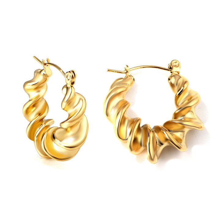 Dramatic Twist Gold Hoop Earrings