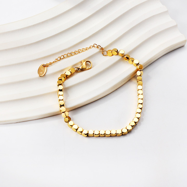 Milly Square Beaded Gold Bracelet