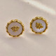 Regina White Shell Gold Stud Earrings