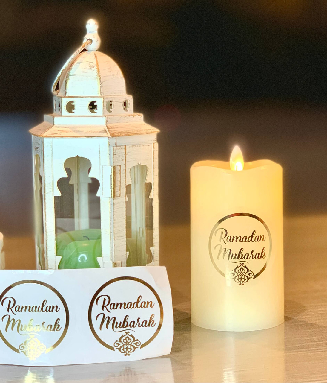 Ramadan Mubarak Gold foil Stickers Set of 12