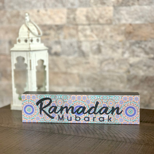 Blue Mosque tile Ramadan Mubarak Table top décor