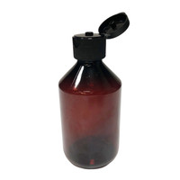 Illustration of 28mm black cap on 250ml Amber Plastic bottle