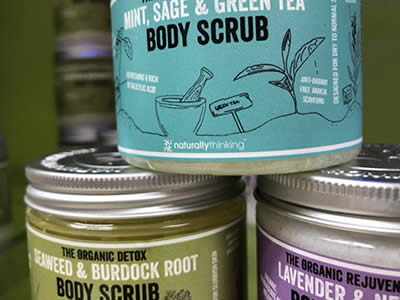 Organic Body Scrub with salts and natural exfoliates in Creamy Coconut to moisturise as you exfoliate