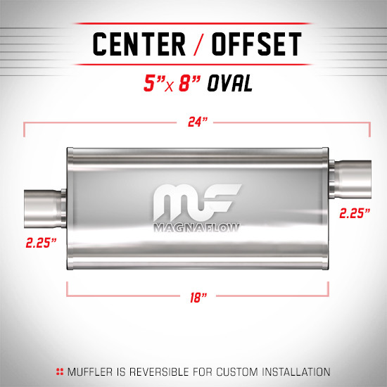 MAGNAFLOW 11386 Muffler Stainless Steel 2.5 ID Dual In Dual Out 4 X 9