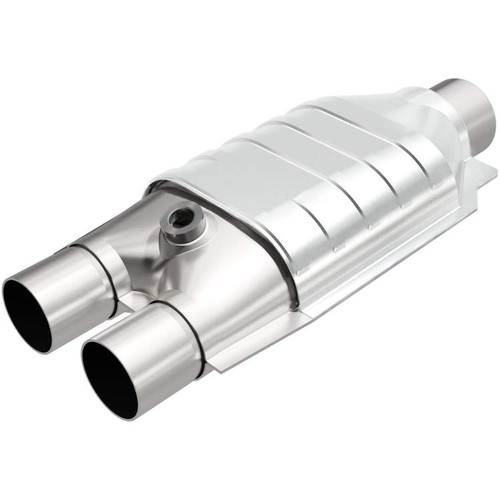 Magnaflow 445037 | 2" Inlet 2.5" Dual Outlet | 16" Length | Clam Shell Body | Universal California Legal Catalytic Converter | EO#D-193-100 Magnaflow 445037 | 2" Inlet 2.5" Dual Outlet | 16" Length | Clam Shell Body | Universal California Legal Catalytic Converter | EO#D-193-100
