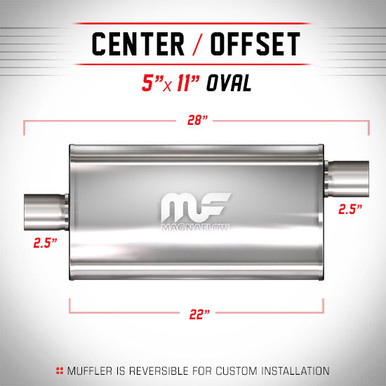 Magnaflow 12226 Satin Stainless Steel 2.5/" Oval Muffler