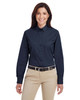 Harriton M581W Ladies' Foundation 100% Cotton Long-Sleeve Twill Shirt with Teflon™ | Dark Navy