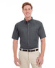 Harriton M582 Men's Foundation 100% Cotton Short-Sleeve Twill Shirt with Teflon™ | Dark Charcoal