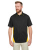 Harriton M586T Men's Tall Flash IL Colorblock Short Sleeve Shirt | Black/ Sunny Yellow