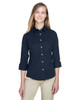 Devon & Jones DP625W Three-Quarter Sleeve Stretch Poplin Blouse Shirt | Navy