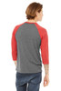 Bella+Canvas 3200 Unisex 3/4 Baseball T-shirt | Grey/ Red Triblend