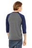 Bella+Canvas 3200 Unisex 3/4 Baseball T-shirt | Grey/ Navy Triblend