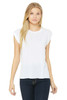 Bella+Canvas 8804 Women's Flowy Muscle T-Shirt with Rolled Cuff | White