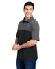 Core365 CE112C Men's Fusion ChromaSoft Colorblock Polo Shirt | Black/ Carbon Heather