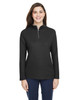 Core365 CE405W Ladies' Fusion ChromaSoft™ Pique Quarter-Zip Sweatshirt | Black