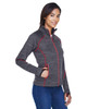 North End 78697 Ladies' Flux Melange Bonded Fleece Jacket | Carbon/ Olympic Red