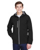 North End 88166 Two-Layer Fleece Bonded Soft Shell Hooded Jacket | Black