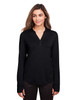 North End NE400W Ladies' Jaq Snap-Up Stretch Performance Pullover Long Sleeve Shirt | Black