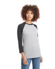 Next Level 6251 Unisex CVC 3/4 Sleeve Raglan Baseball T-Shirt | Black/ Dark Heather Grey