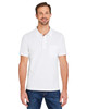 Harriton M205P Men's Valiant Cotton Snag Protect Pocket Polo | White