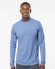 M&O 3520 Men's Poly-Blend Long Sleeve Tee | Heather Blue