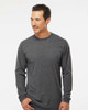 M&O 3520 Men's Poly-Blend Long Sleeve Tee | Heather Charcoal