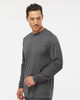 M&O 3520 Men's Poly-Blend Long Sleeve Tee | Heather Charcoal