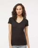 M&O 3542 Women's Fine Blend V-Neck T-shirt | Black
