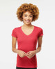 M&O 3542 Women's Fine Blend V-Neck T-shirt | Heather Red