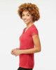 M&O 3542 Women's Fine Blend V-Neck T-shirt | Heather Red