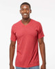 M&O 3543 Fine Blend V-Neck T-Shirt | Heather Red