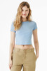 Bella+Canvas 1010 Ladies' Micro Ribbed Baby Tee | Solid Baby Blue Blend
