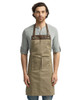 Artisan Collection by Reprime  RP123 Espresso Bib Apron with Pockets | Khaki/ Brown