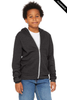 Clearance - Bella + Canvas 3739Y Youth Sponge Fleece Full-Zip Hooded Sweatshirt | Dark Grey Heather