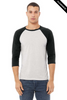Clearance - Bella+Canvas 3200 Unisex ¾ Sleeve Baseball Tee | White Fleck/ Charcoal Triblend