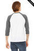 Clearance - Bella+Canvas 3200 Unisex ¾ Sleeve Baseball Tee | White/ Deep Heather