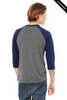 Clearance - Bella+Canvas 3200 Unisex ¾ Sleeve Baseball Tee | Grey/ Navy Triblend