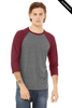 Clearance - Bella+Canvas 3200 Unisex ¾ Sleeve Baseball Tee | Grey/ Maroon Triblend