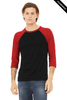 Clearance - Bella+Canvas 3200 Unisex ¾ Sleeve Baseball Tee | Black/ Red
