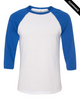 Clearance - Bella+Canvas 3200 Unisex ¾ Sleeve Baseball Tee | WHITE/ TRUE  ROYAL