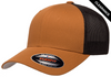 Clearance - Flexfit 6511 Mesh Trucker Cap | Caramel/ Black