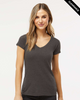 Clearance - M&O 3542 Women's Fine Blend V-Neck T-shirt | Heather Graphite
