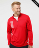 Clearance - Adidas A482 3-Stripes Double Knit Quarter-Zip Pullover Shirt | Team Collegiate Red/ Grey Two