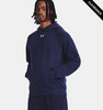 Clearance - Under Armour 1379757 Men's Rival Fleece Hooded Sweatshirt | Midnight Navy/White