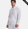 Clearance - Under Armour 1379757 Men's Rival Fleece Hooded Sweatshirt | White/Black